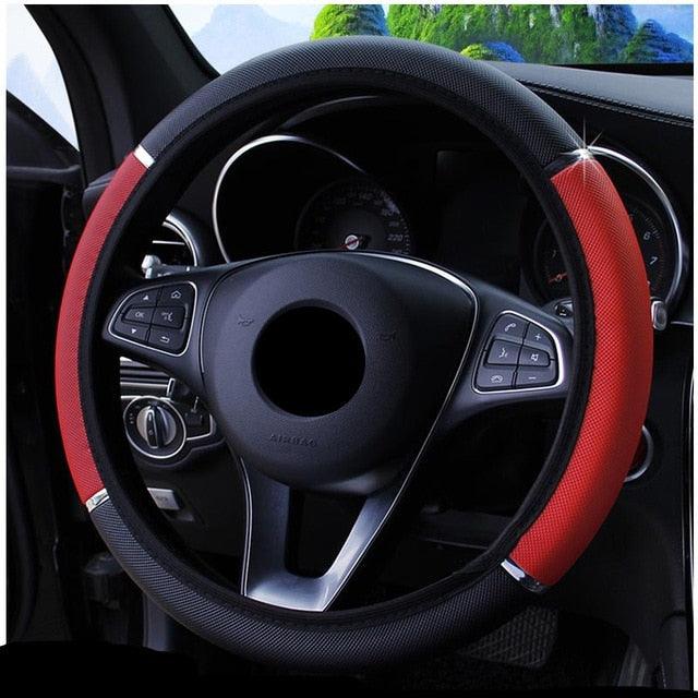38CM Microfiber Leather Steering Wheel Cover | Anti-Slip, Breathable, Universal Fit