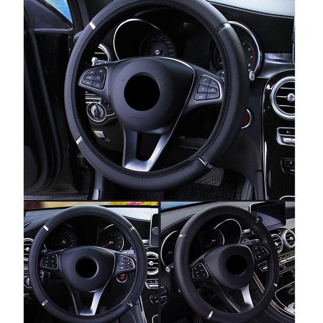 38CM Microfiber Leather Steering Wheel Cover | Anti-Slip, Breathable, Universal Fit