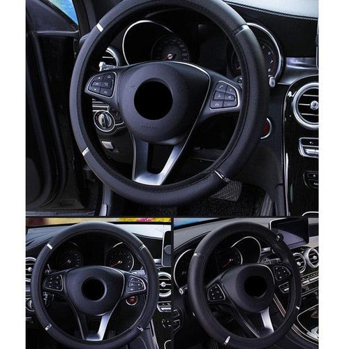 38CM Microfiber Leather Steering Wheel Cover | Anti-Slip, Breathable, Universal Fit