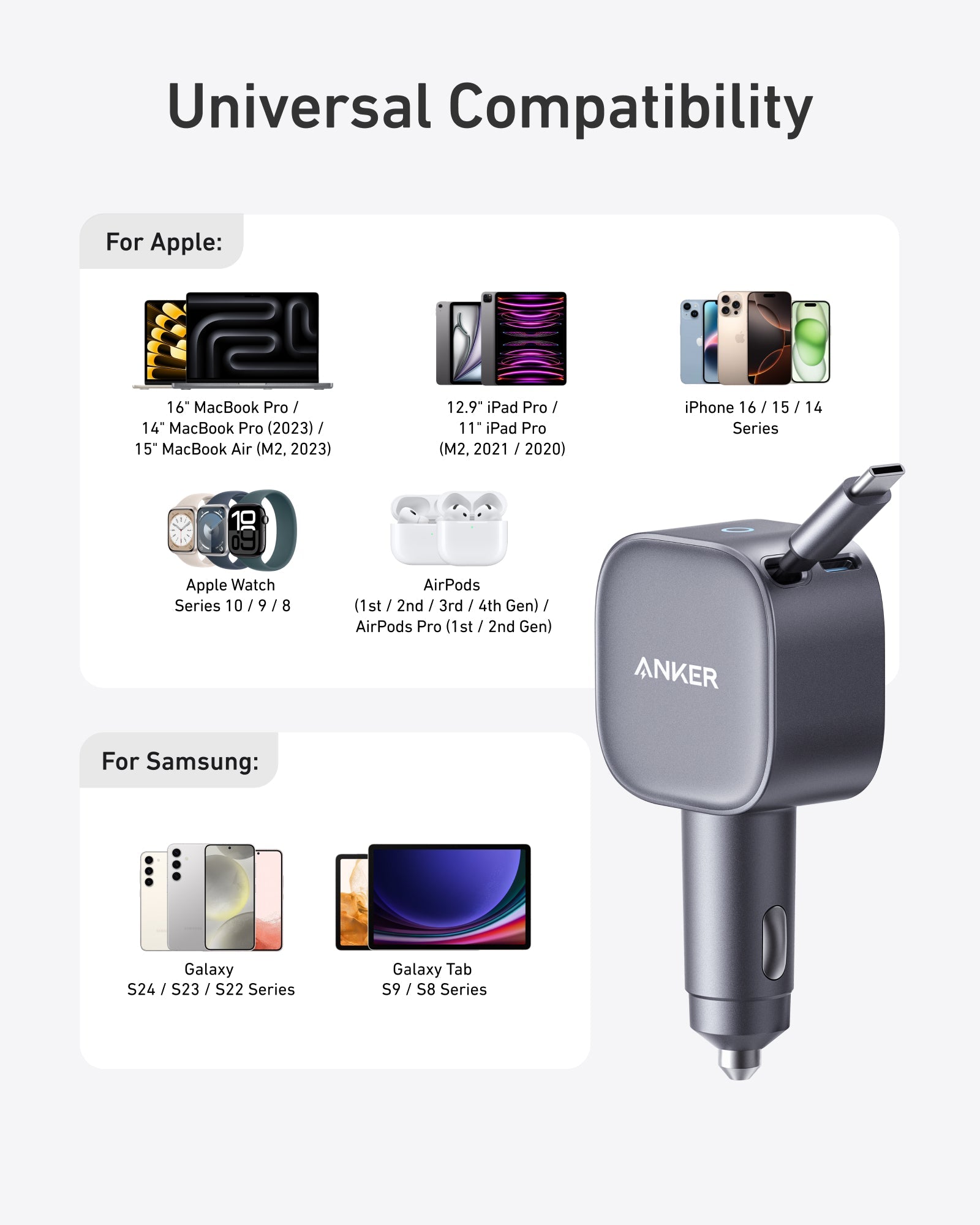 Anker Nano 75W Car Charger | Fast Charging for iPhone & USB-C Devices