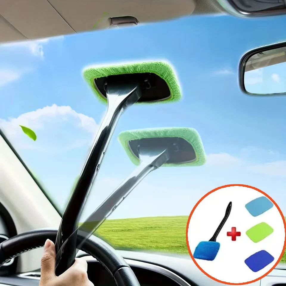 Car Window Cleaner Brush Kit | Long Handle Windshield Cleaning Tool