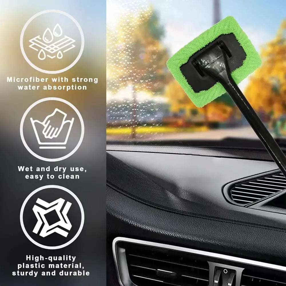 Car Window Cleaner Brush Kit | Long Handle Windshield Cleaning Tool