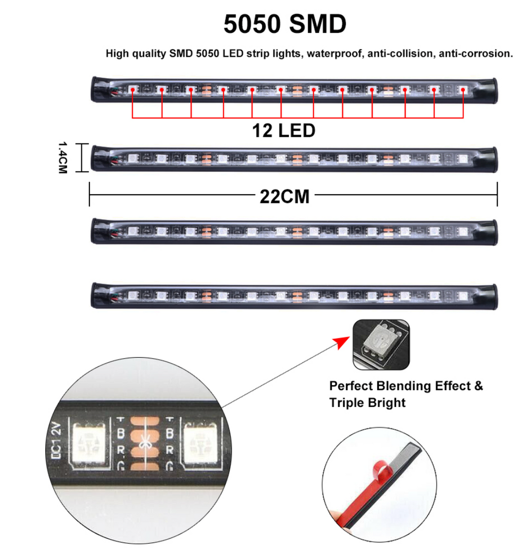 Car LED Footwell Lighting Kit | Interior Ambient Underglow Light