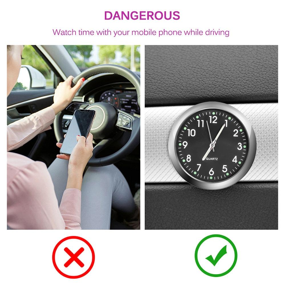Luminous Mini Car Dashboard Clock | Stick-On Quartz Watch