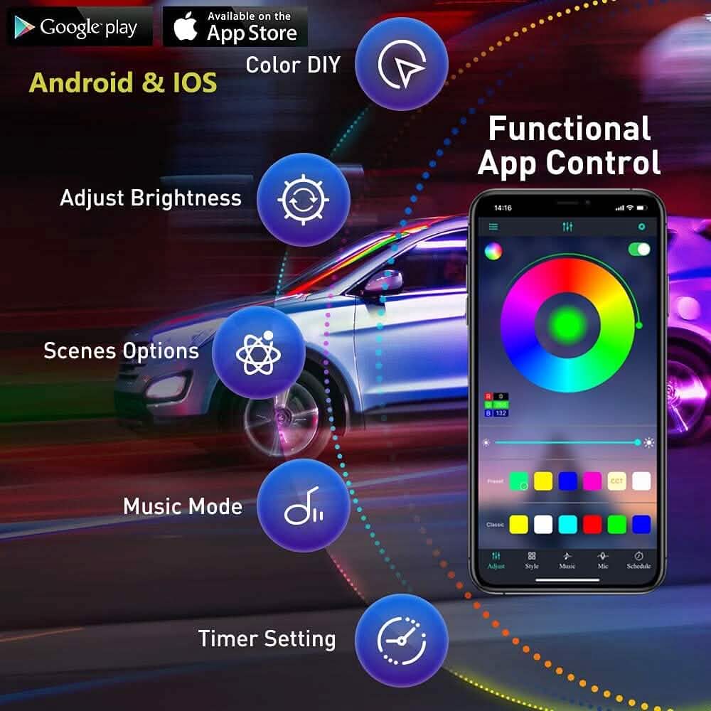 Car LED Strip Ambient Light Kit | Interior Accent Lighting