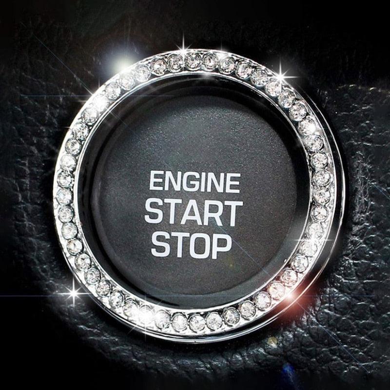 Crystal Rhinestone Bling Ring | Push-to-Start Button & Ignition Decor