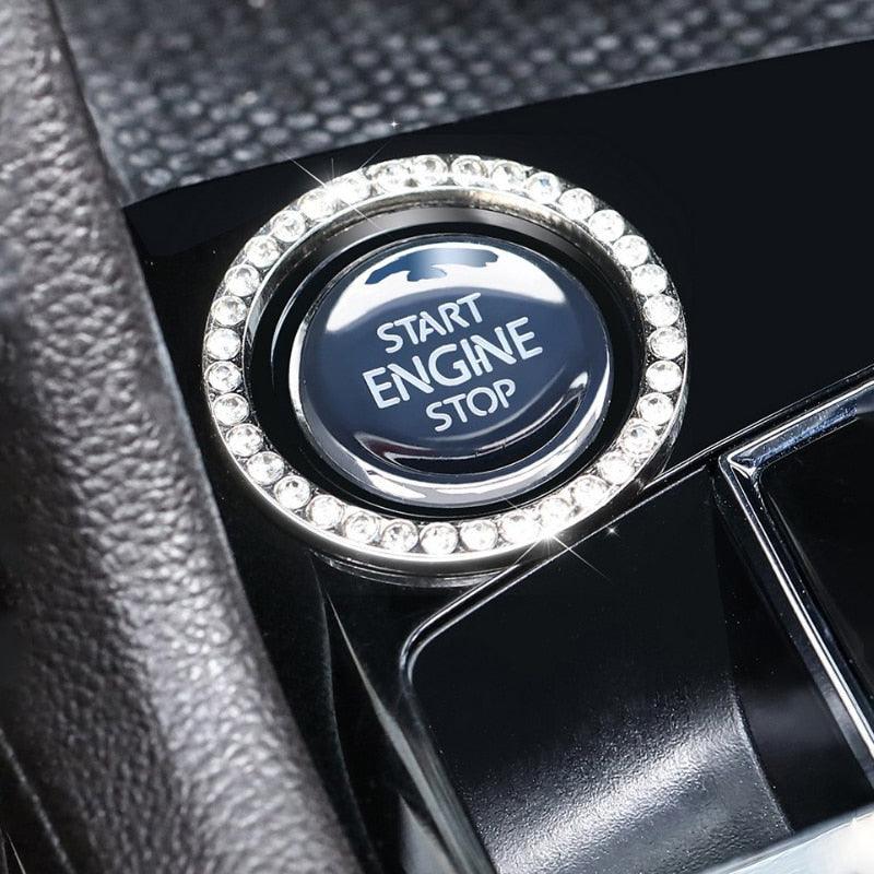 Crystal Rhinestone Bling Ring | Push-to-Start Button & Ignition Decor