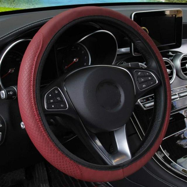 Universal Embossed Leather Steering Wheel Cover | Anti-Slip, Breathable