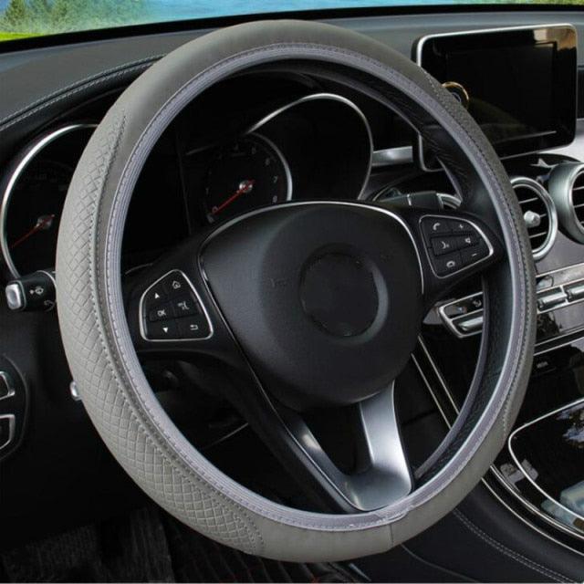 Universal Embossed Leather Steering Wheel Cover | Anti-Slip, Breathable