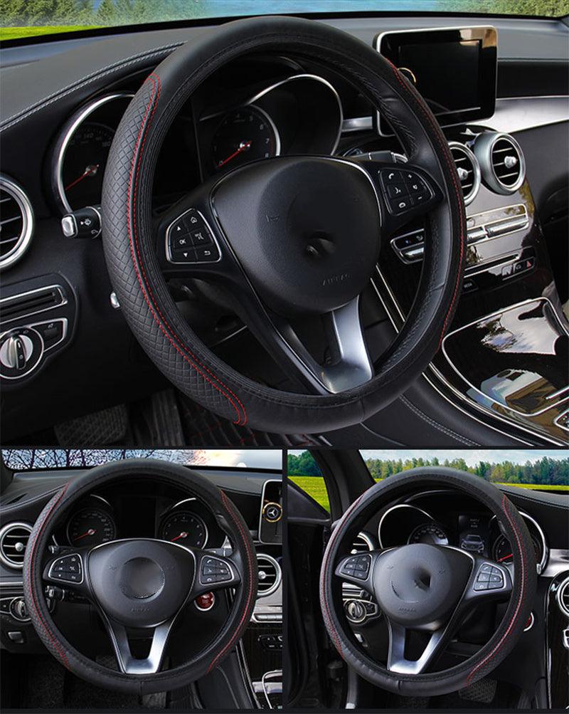 Universal Embossed Leather Steering Wheel Cover | Anti-Slip, Breathable