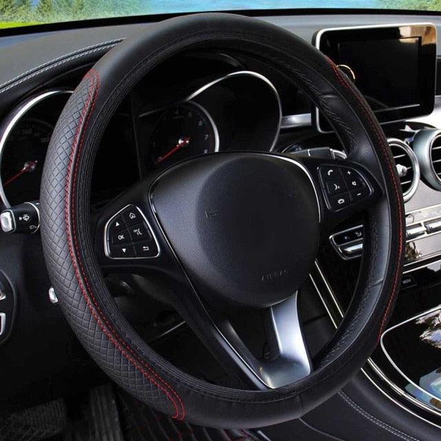 Universal Embossed Leather Steering Wheel Cover | Anti-Slip, Breathable