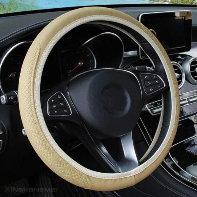 Universal Embossed Leather Steering Wheel Cover | Anti-Slip, Breathable