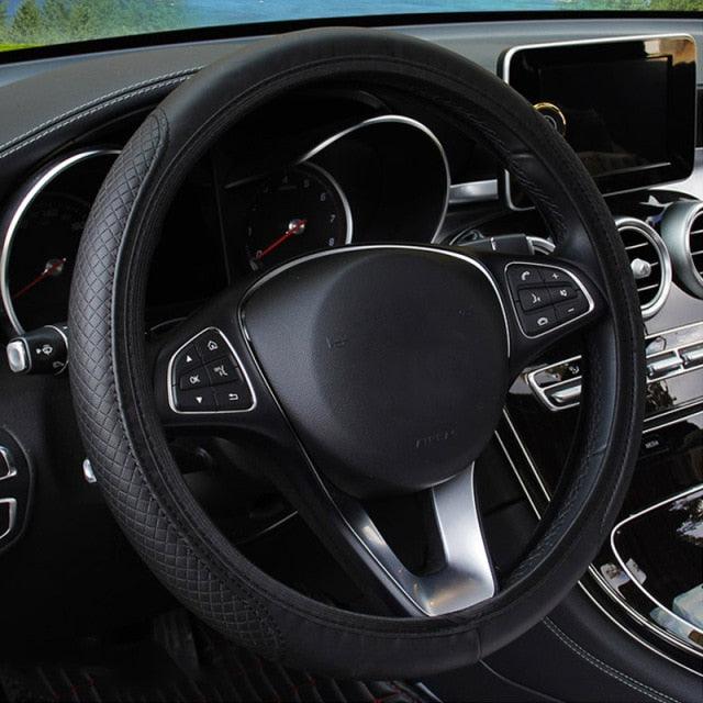 Universal Embossed Leather Steering Wheel Cover | Anti-Slip, Breathable